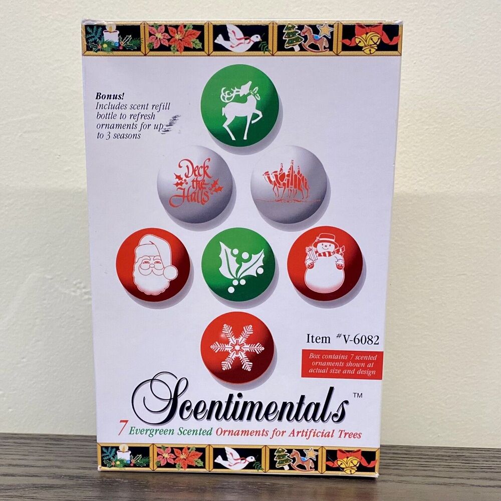 SCENTIMENTALS Scented Ornaments for Artificial Trees -Ornaments Only- 7pc X-mas